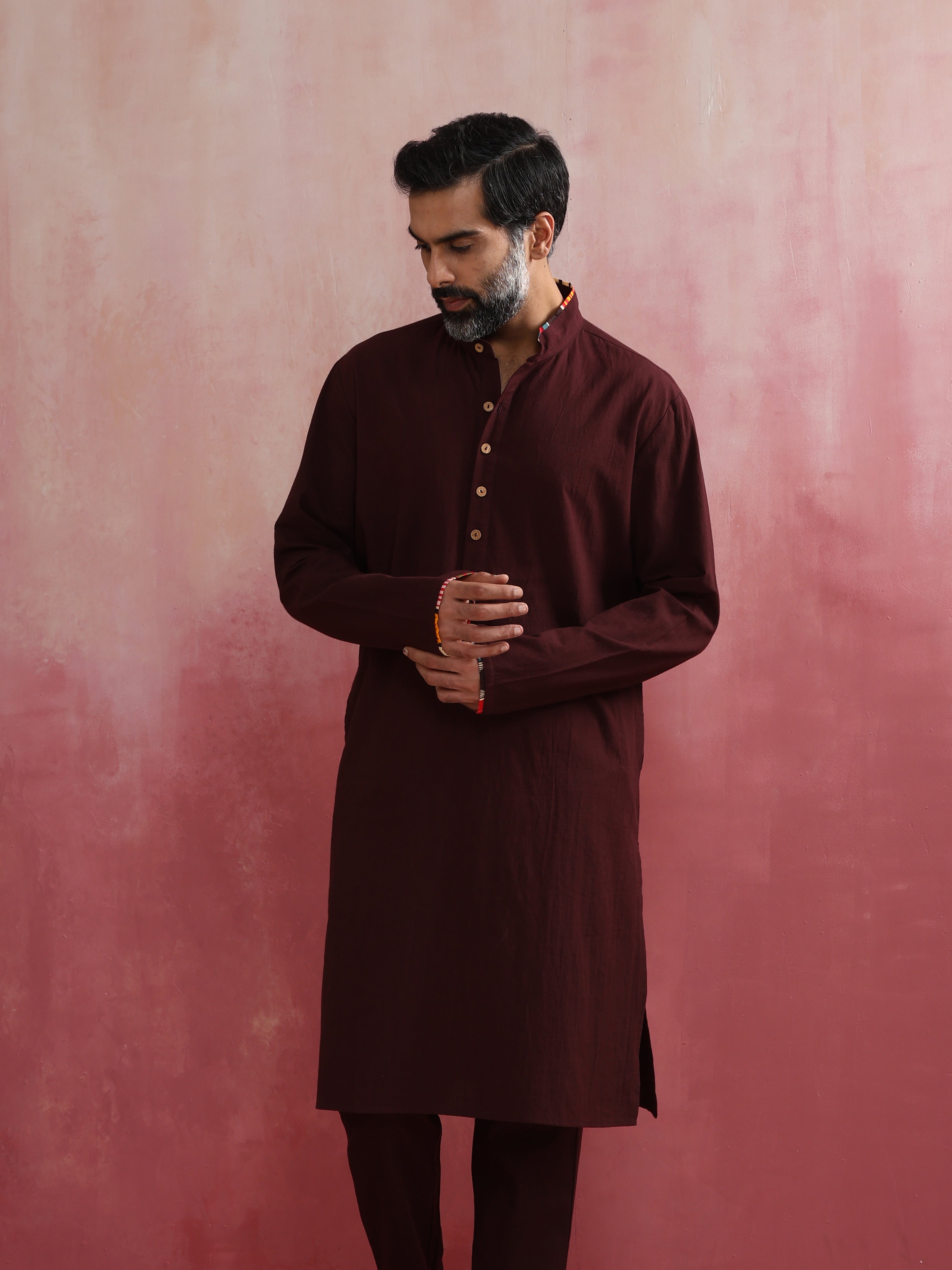 trueBrowns Men's Cola Mandarin Collar Kurta