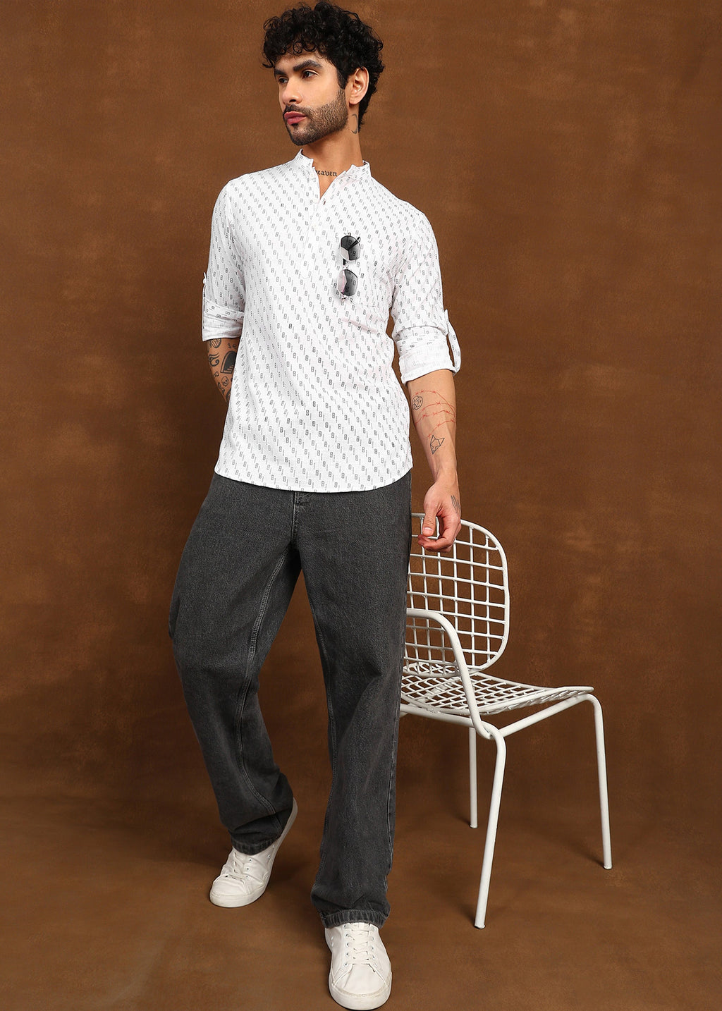 Fabmade Ivory Glyph Kurta Shirt
