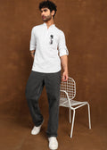 Fabmade Ivory Glyph Kurta Shirt