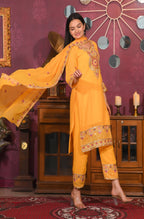 Teeya Creation Yellow Color Faux Georgette Silk Heavy Embroidery Work Fully Stitched Salwar Suit
