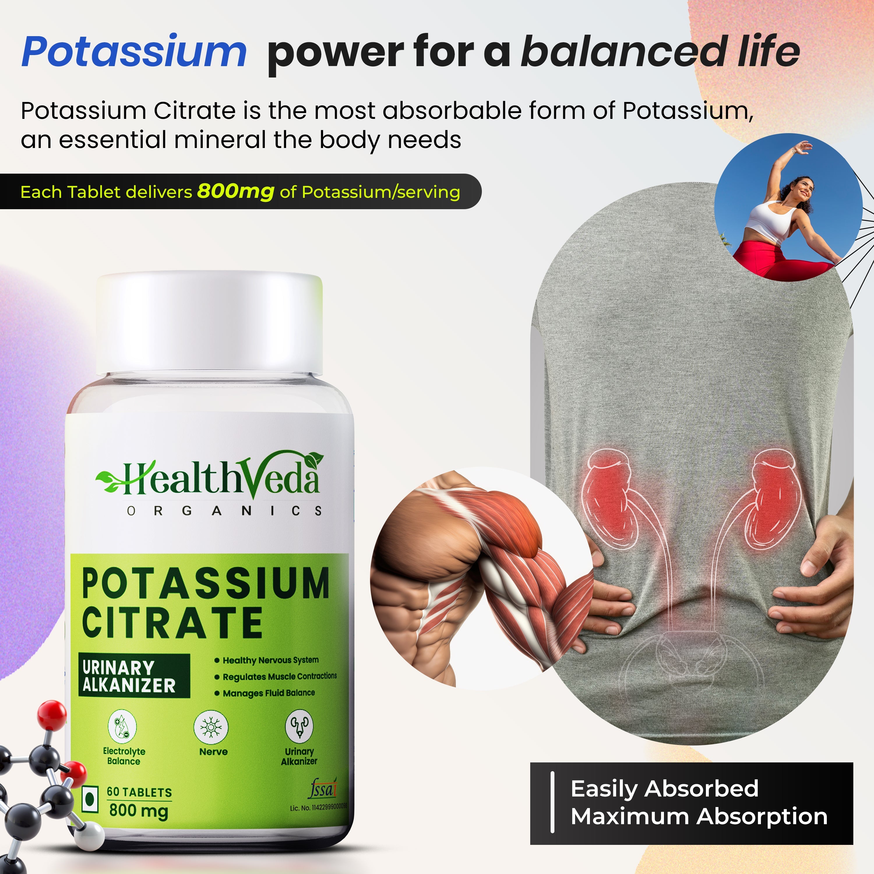 Health Veda Organics Potassium Citrate Tablets - Distacart