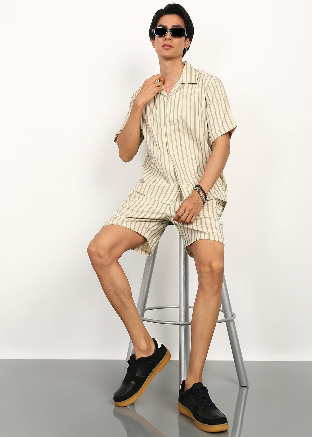 Fabmade Ivory Stripe Ease Co-Ord Set