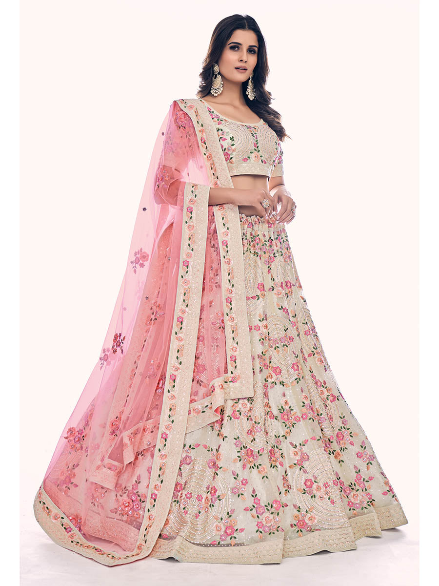 Myra White Soft Net Embroidered Designer Lehenga Choli