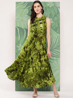 InWeave Women's Green Tie And Die Dress - Distacart