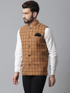 Even Apparels Men's Beige Nehru Jacket With Welt Pockets