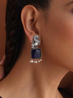 trueBrowns Silver Tone Turquise Stone Earrings - Distacart