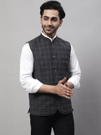 Even Apparels Men's Grey Nehru Jacket With Welt Pockets