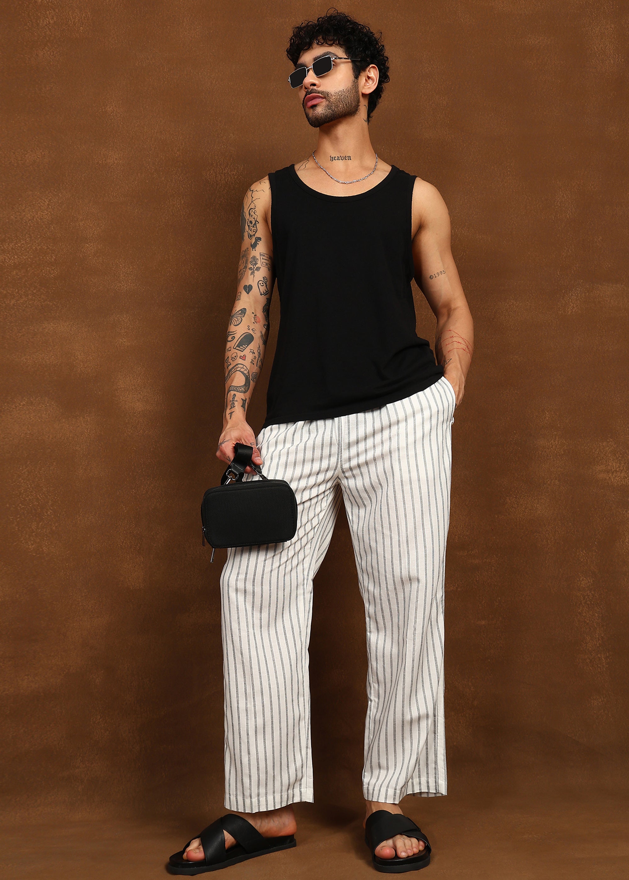 Fabmade Driftline Stripe Linen Pyjama