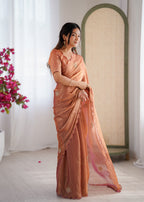 Evanik Designer Heavy Fendy Satin With Beads Embroidered Work Saree With Unstitched Blouse - Distacart