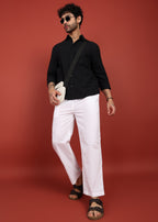 Fabmade Men’S Whitte Linen Drawstring Pyjama
