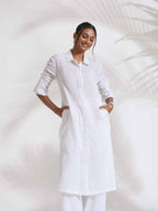 trueBrowns White Check Cotton Kurta Set - Distacart