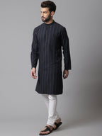 Even Apparels Black Pure Cotton Kurta With Band Collar - Distacart
