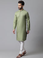 Even Apparels Green Pure Cotton Kurta With Band Collar - Distacart