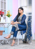 Teeya Creation Blue Color Faux Georgette Silk Heavy Embroidery Work Fully Stitched Salwar Suit