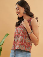 InWeave Maroon Mughal Kalamkari Top