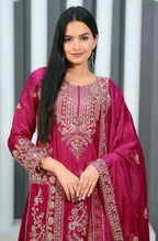 Teeya Creation Rani Color Chinon Silk Heavy Embroidery Work Fully Stitched Salwar Suit - Distacart