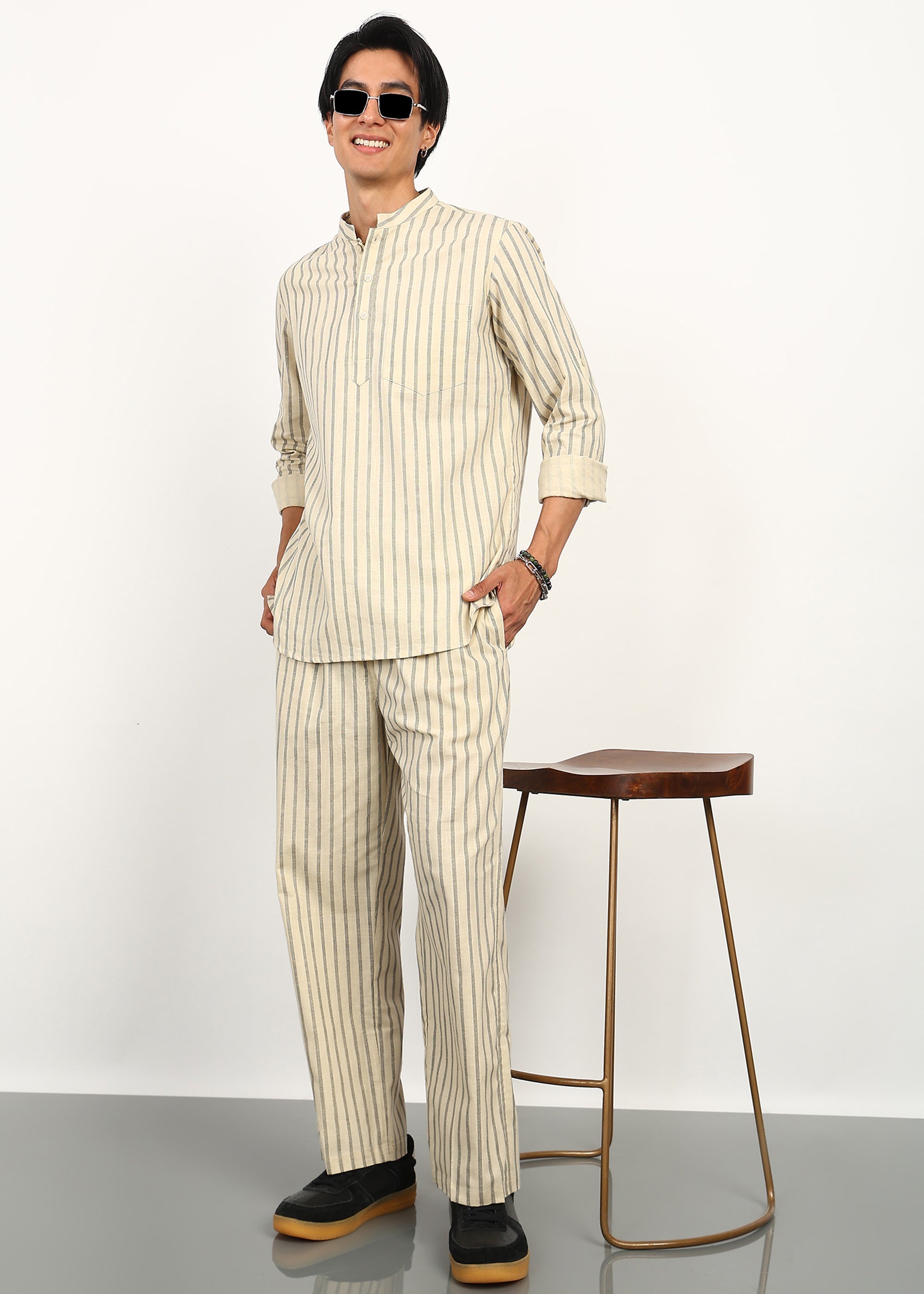 Fabmade Sandline Stripe Linen Set