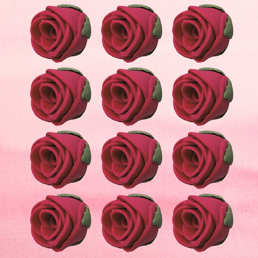 sugar roses for cake cupcake decoration burgundy 120 gms