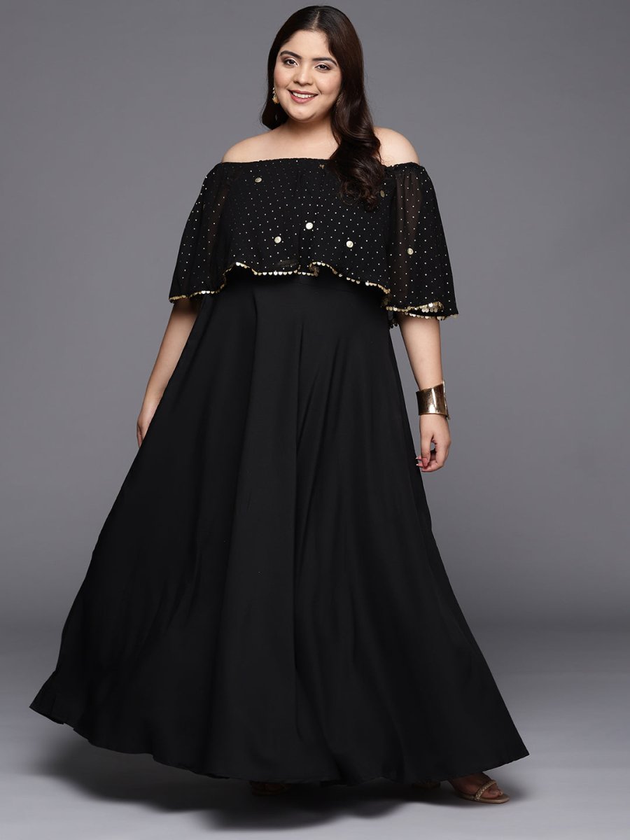Ahalyaa Plus Size Off-Shoulder Maxi Ethnic Dress - Distacart