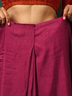 trueBrowns Maroon Rust Silk Ready To Wear Saree