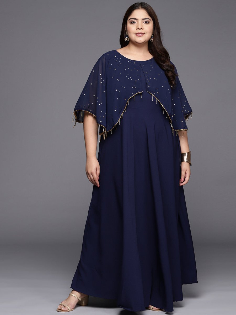 Ahalyaa Plus Size Round neck Maxi Ethnic Dress - Distacart