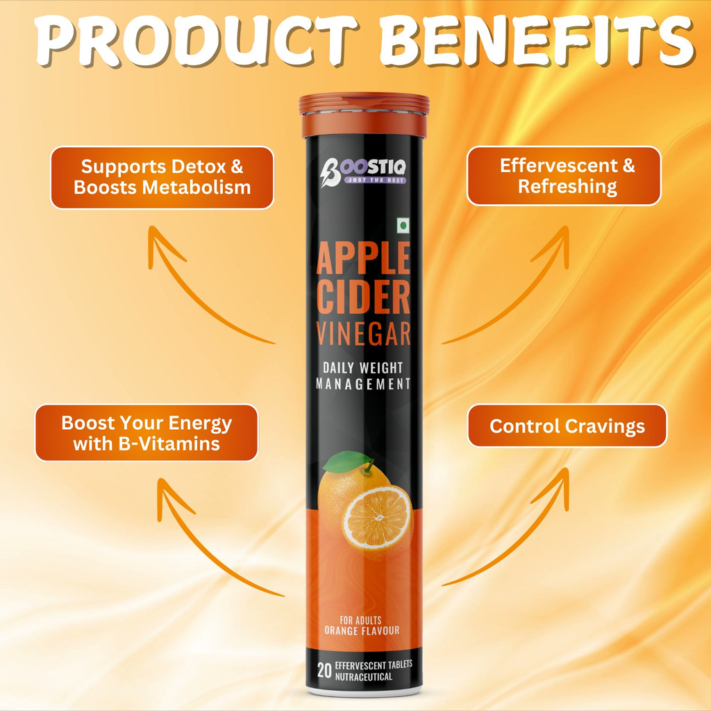 BOOSTIQ Apple Cider Vinegar Effervescent Tablets - Orange Flavour