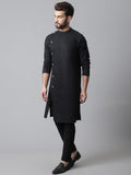 Even Apparels Black Sherwani Kurta With Asymetrical Cut