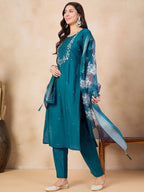 The52 Printed Viscose Rayon Fabric Straight Kurta, Pant and Dupatta Set - Distacart