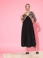 Ahalyaa Floral Printed Empire Midi Dress - Distacart