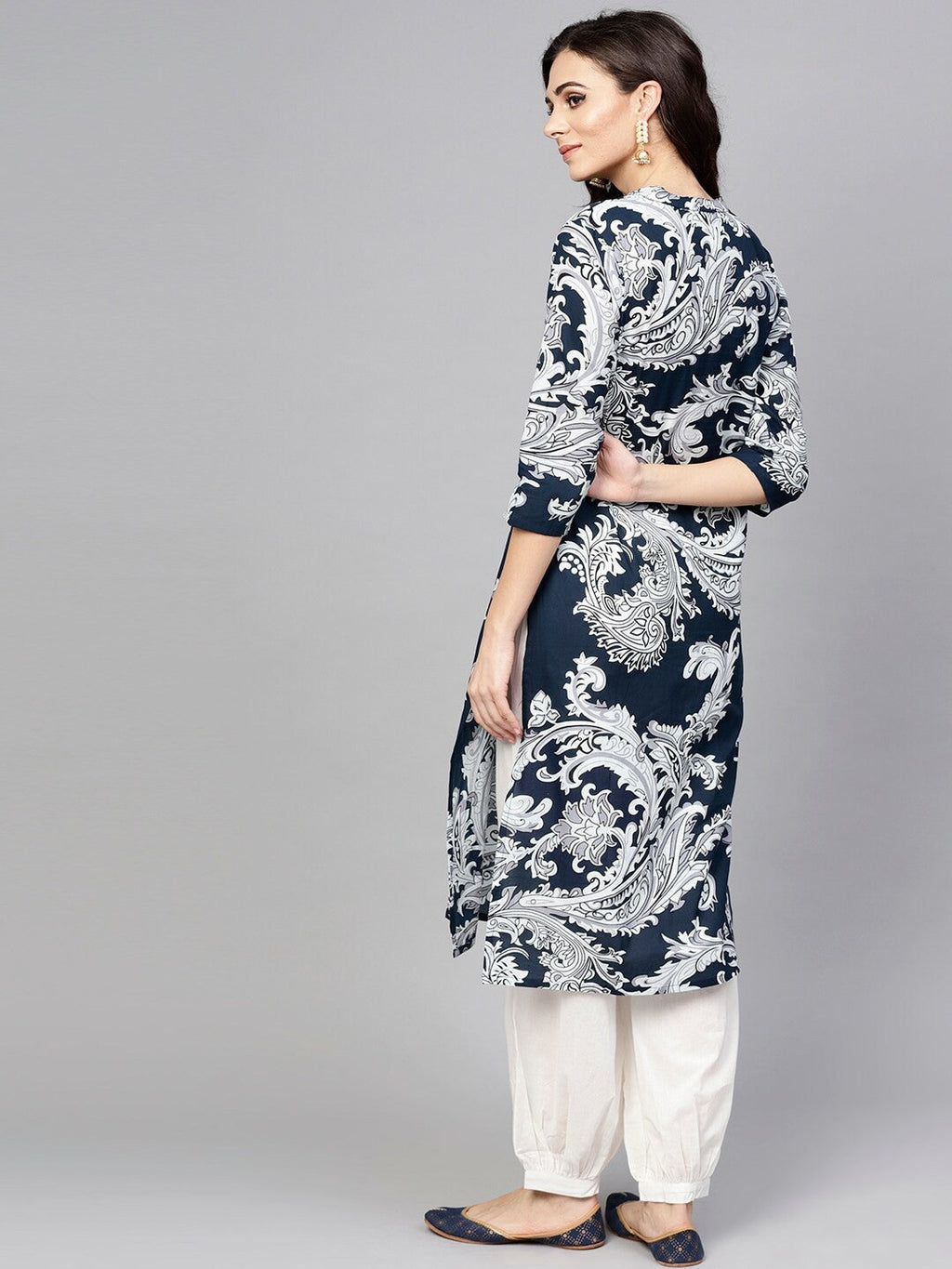 Antaran Blue Pure Cotton Printed Kurta Pant Set - Distacart