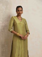 trueBrowns Green Tissue Straight Kurta Set - Distacart