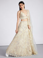House of Panchhi Turquoise Blue Georgette Sequins And Thread Embroidery Lehenga Choli & Dupatta