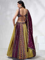 House of Panchhi Green Pure Georgette Sequins And Thread Embroidery Lehenga Choli & Dupatta