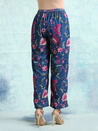 trueBrowns Blue Printed Velvet Pant