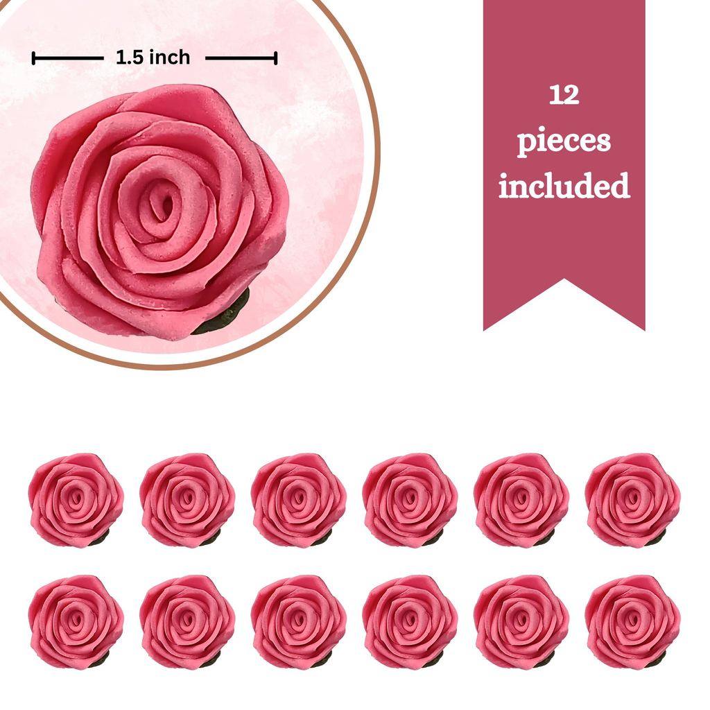 confect sugar roses topper sugar roses for cake decorations edible flamingo rose pink roses pack of 12