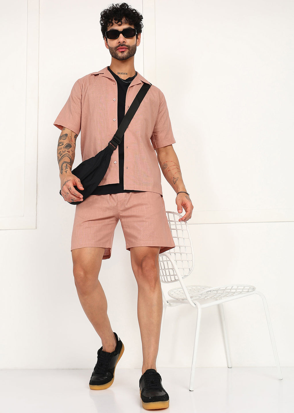 Fabmade Men’S Peach Linen Co-Ord Set