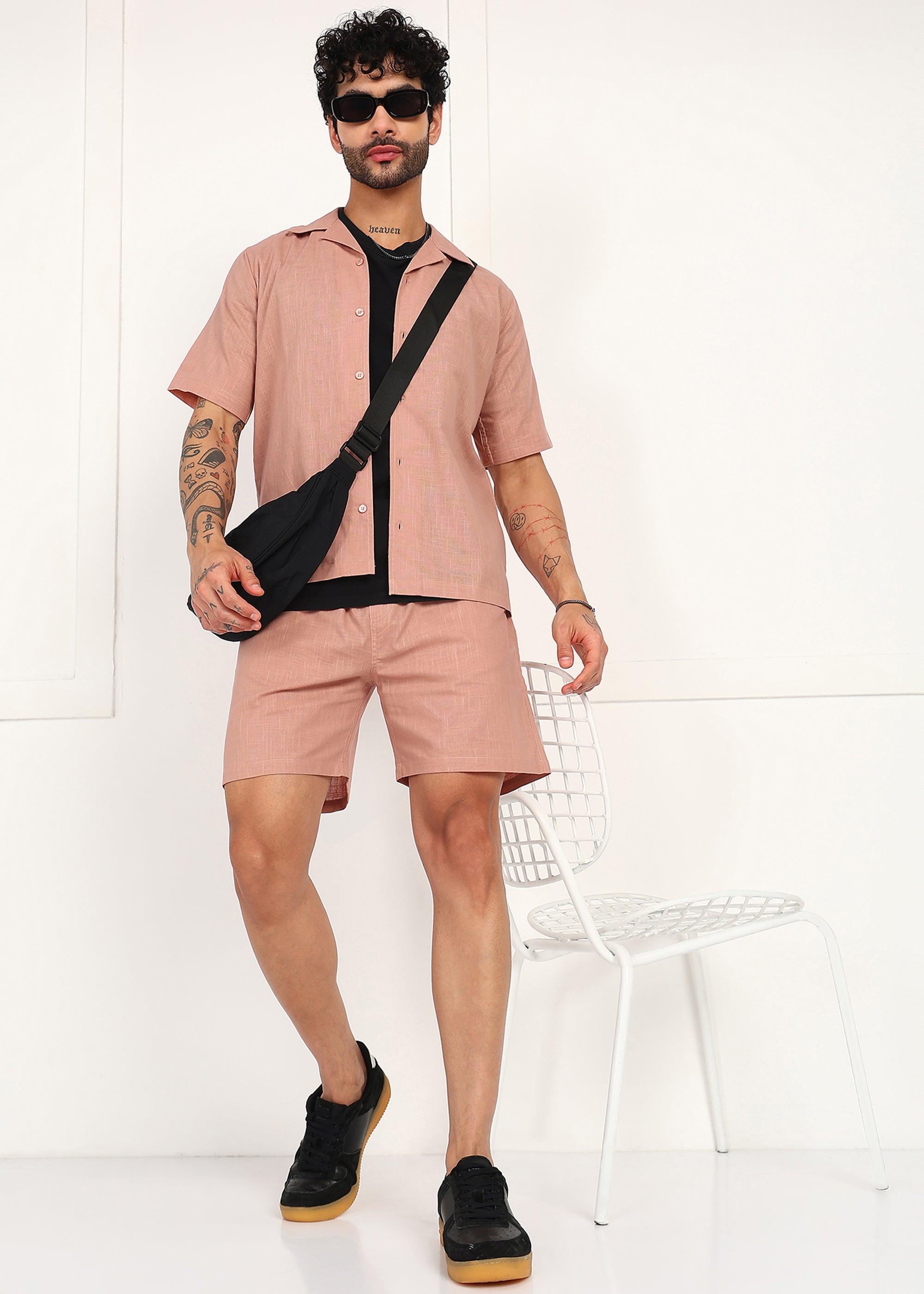 Fabmade Men’S Peach Linen Co-Ord Set