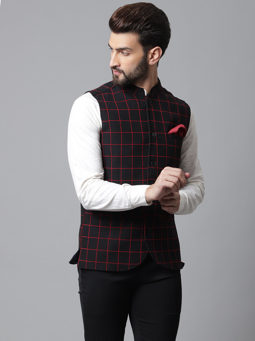 Even Apparels Men's Brown Nehru Jacket With Welt Pockets