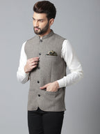 Even Apparels Men's Cream Pure Wool Nehru Jacket