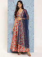 Ahalyaa Printed Zari Ready to Wear Lehenga & Blouse With Dupatta