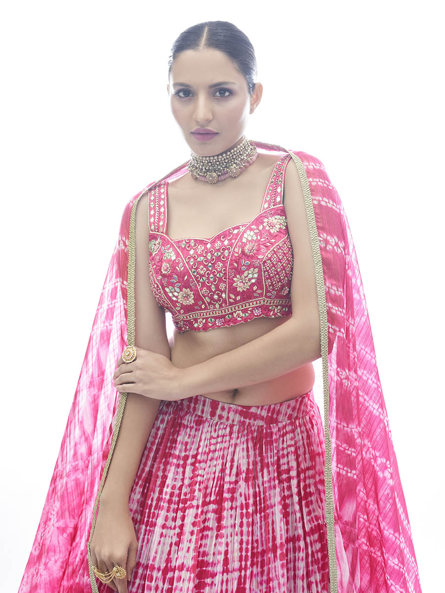 Myra Pink Jaquard Embroidered Designer Lehenga