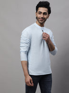 Even Apparels Blue Pure Cotton Kurta With Band Collar - Distacart