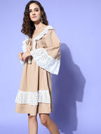 InWeave Women's Beige Lacy Short Dress - Distacart