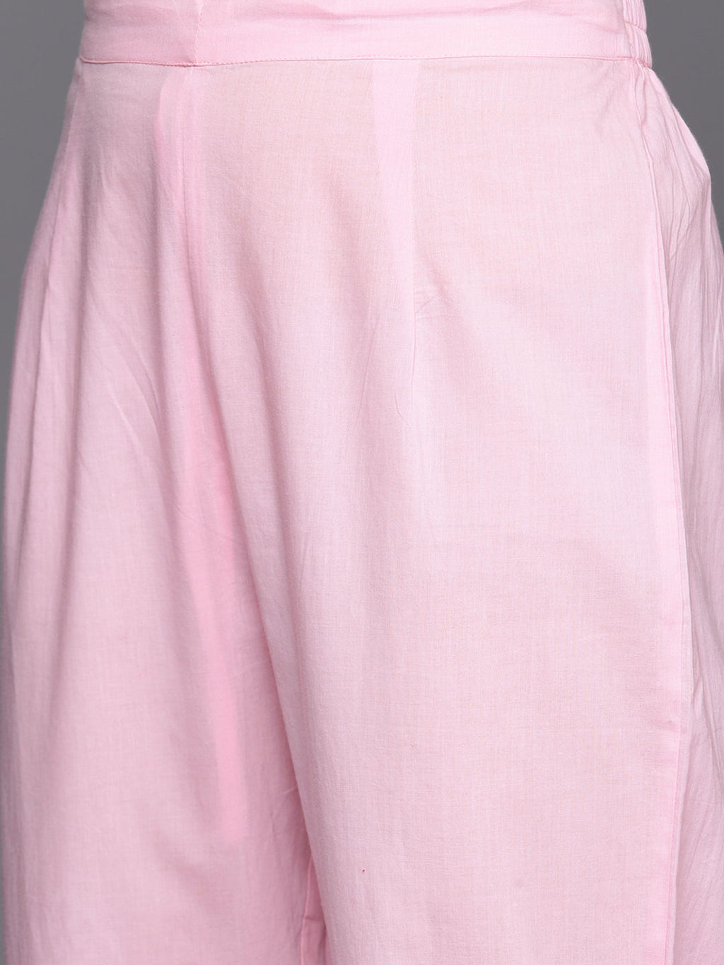 KSUT (House of Varanga) Pink Thread And Mirror Embroidered Kurta Paired With Straight Trouser And Chiffon Dupatta - Distacart