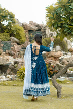 Yash Enterprise Navy Blue Fux Georgette With Emboidery Work Slwar Suits Stitched - Distacart