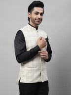 Even Apparels Men's Cream Pure Wool Nehru Jacket