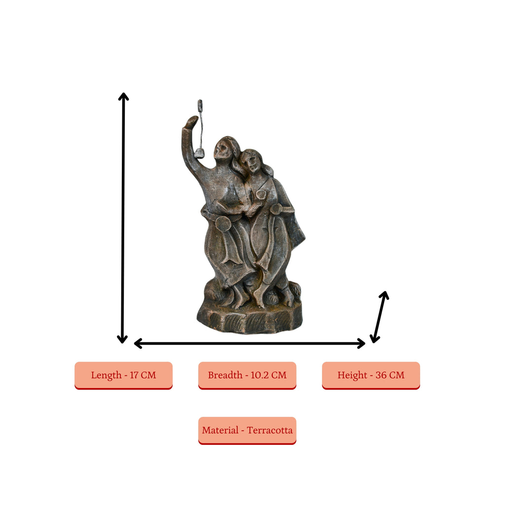Sowpeace Premium Large Terracotta Minstrel Couple Tabletop Decor - Distacart