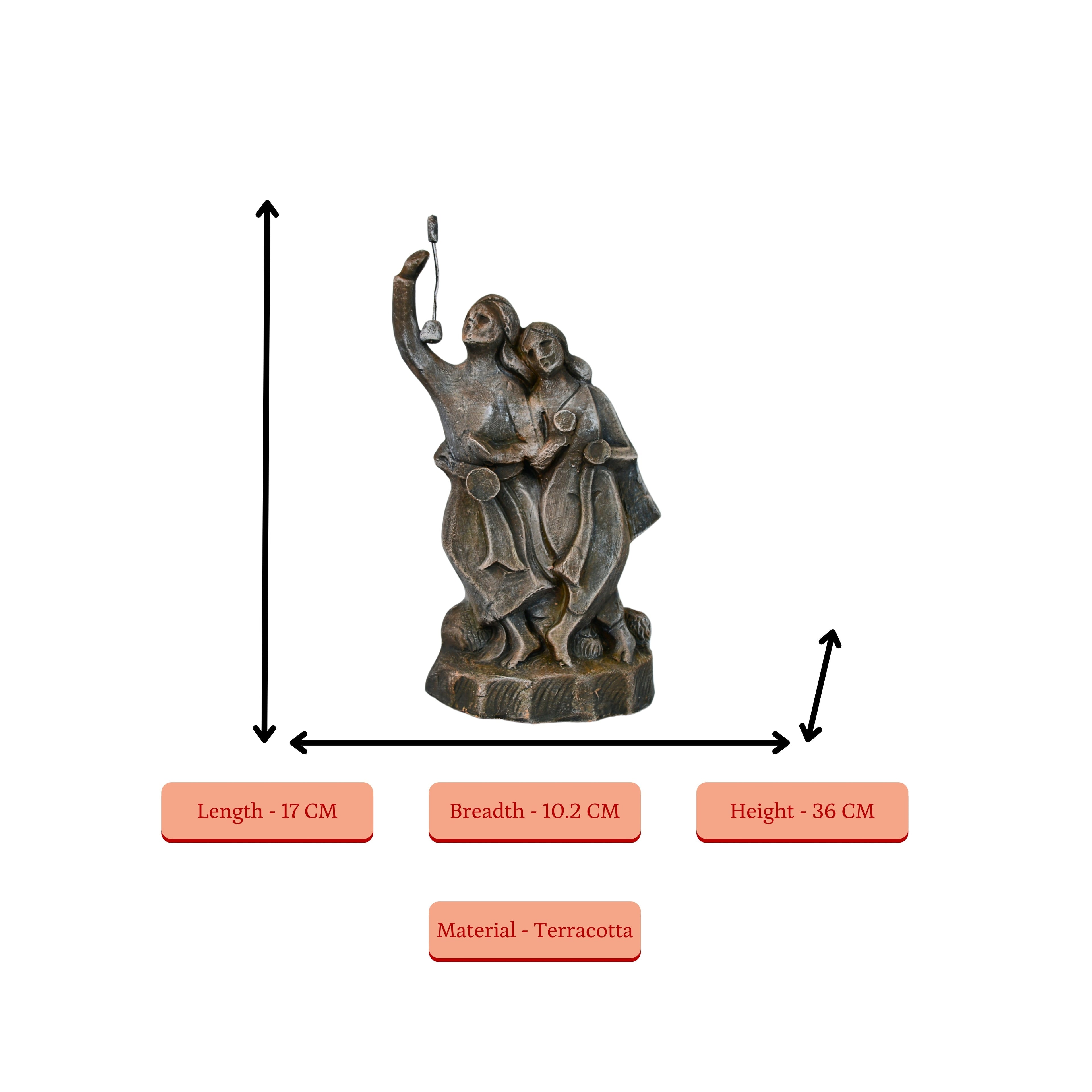 Sowpeace Premium Large Terracotta Minstrel Couple Tabletop Decor - Distacart