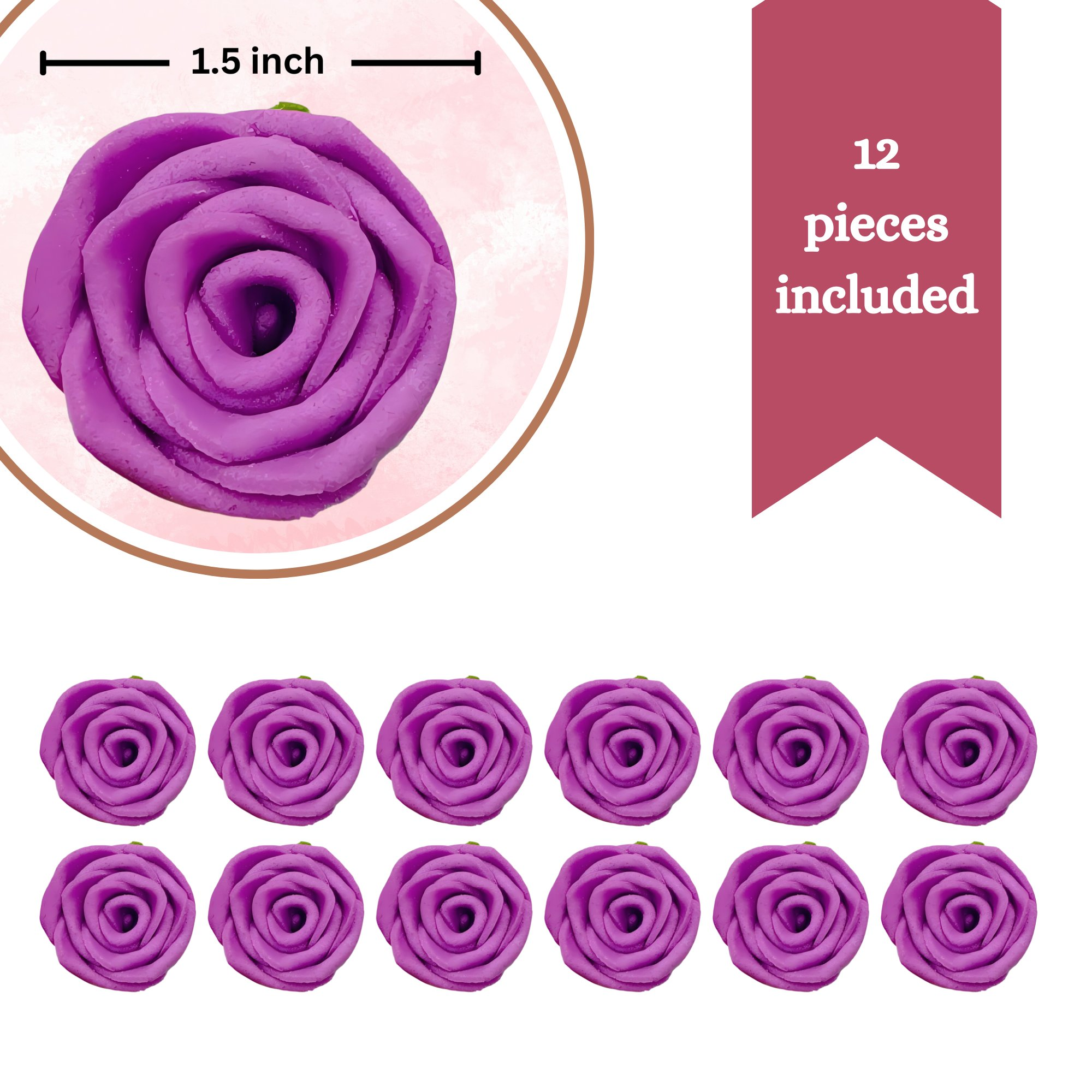 confect sugar roses topper sugar roses for cake decorations edible royal fushia pink roses pack of 12