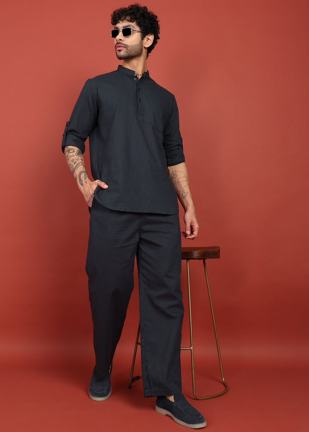 Fabmade Onyx Noir Short Kurta Co-Ord Set